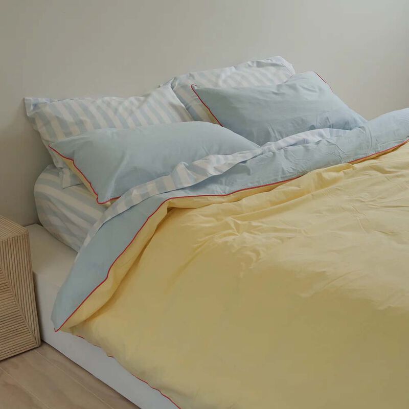 Home Lab 100% Stonewashed Cotton Stripe Sheet Set image number 3